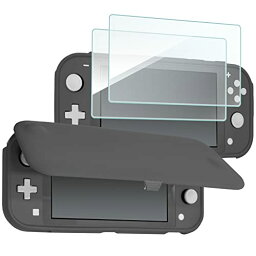 ProCase スイッチライト フリップケース [ガラス2枚付き] スリム クリアソフトTPU カバー 耐衝撃 保護カバー 対応機種： スイッチライト 2019 －グレー