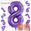 EXGOX 数字 バルーン パープル 大きい 誕生日 ナンバー 8 アルミ風船 32インチ ハッピーバースデー パーティー 成人式 入学 卒業式 記念日 お祝い 飾り付け
