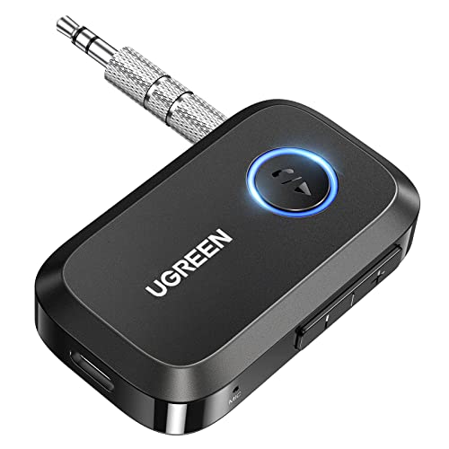 UGREEN 5.3 Bluetooth レシーバー 3.5mm 受信機 SBC/AAC 車載/AUX/iPhone/Android カーオーディオ/コンポ/スマホ/タブレットに対応 type-C充電 【TELEC認証番号：R217-220610】充電しながら使用 通信距離15M ブラック