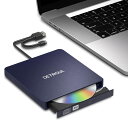 DETROVA 外付けDVD/CDドライブ DVDレコ CD/DVD-Rプレイヤー USB3.0&Type-C両用ケーブル Window/Linux/Mac OS対応 読み出し&書き込み エラー校正 TYPE-Cコネクター付き 景品DVD-R付き 日本語取扱説明書付き(ブルー)