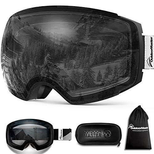 【送料無料】[OutdoorMaster] スキーゴーグル 両層磁気レンズ レンズ着脱可 UV紫外線カットメガネ対応 ..
