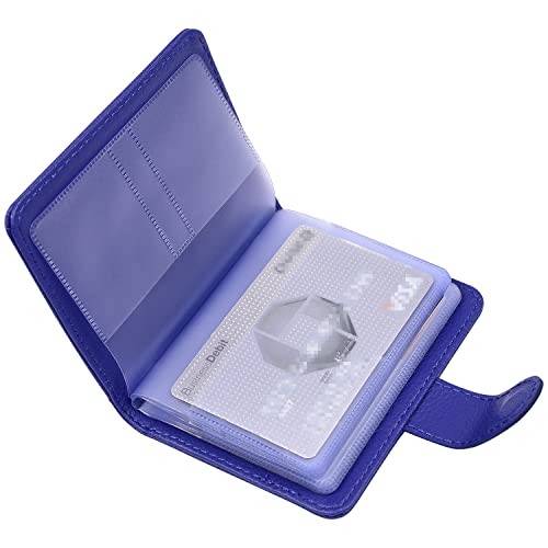 Wisdompro カードケース 磁気 スキミング防止 名刺ファイル カード入れ クレジットカードケース 保険証/免許証/キャッシュカードに対応 PUレザー 二つ折り 縦型 20枚収納 ブルー