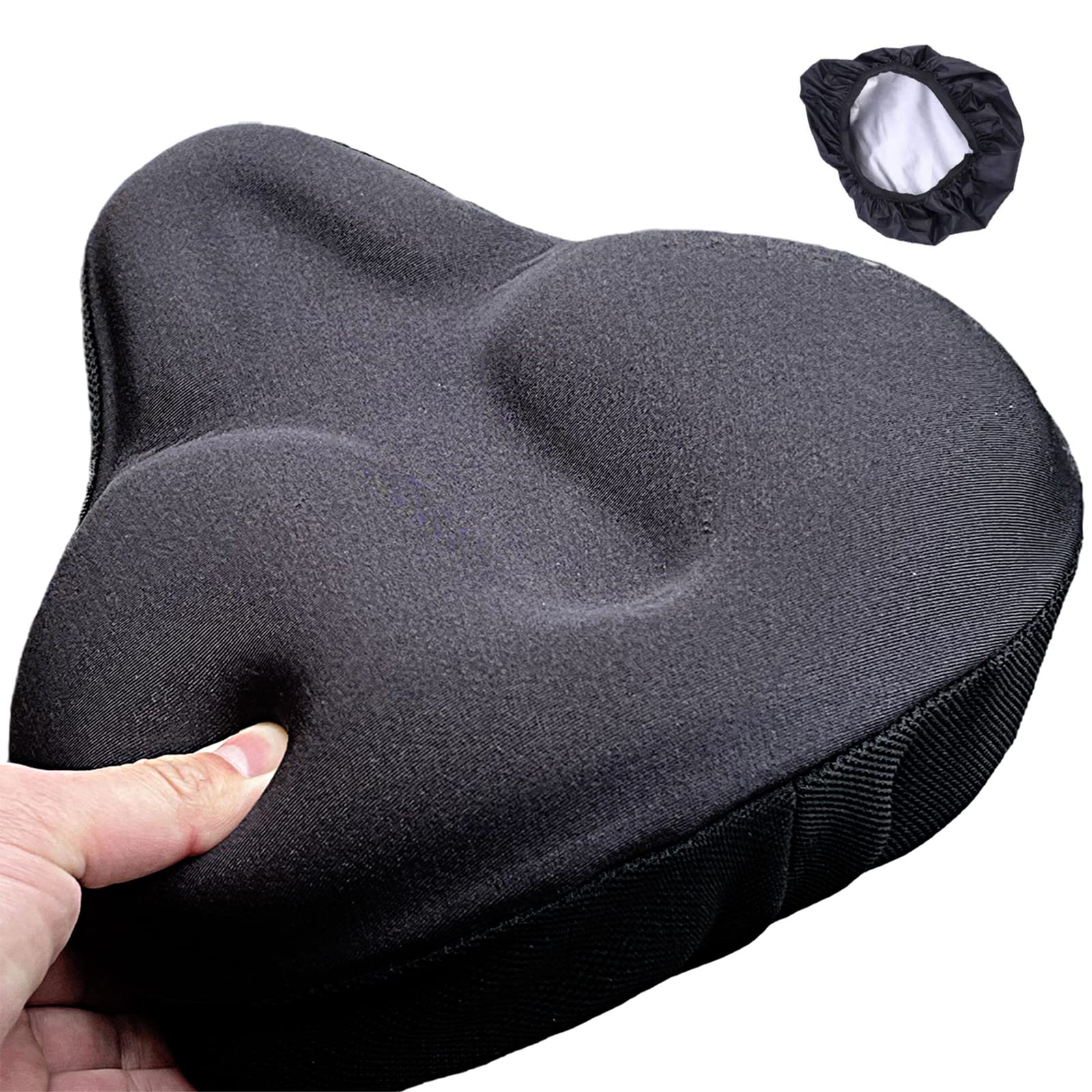 自転車 サドルカバー クッション 自転車用サドル 痛くない 防水カバー 付き ママチャリ サドル クッション 超肉厚 低反発 3D 立体 簡単装着 マウンテンバイク 座布団 (肉厚タイプ)