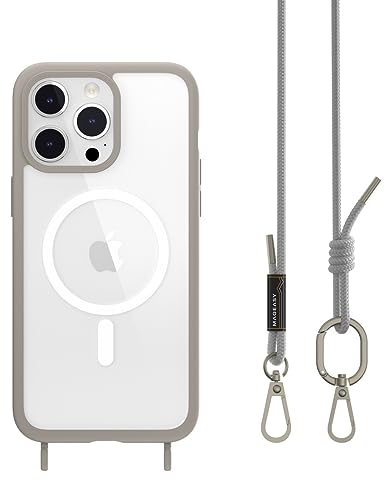 【MagEasy】 iPhone15ProMax 対応 ケース ストラップ/MagSafe マグネット 付/耐衝撃 米軍 MIL規格 クリア 耐衝撃ケース 斜めがけ 首掛け 肩掛け スマホショルダー スマホストラップ 付 スマホケース [ Apple iPhone15 ProMax アイフォン15 プロマックス 対応 携帯ケース