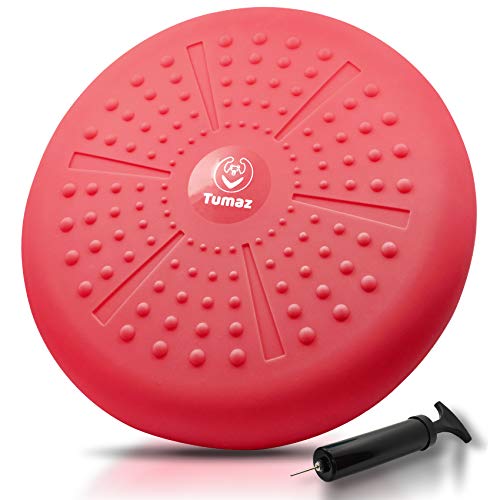 Tumaz Wobble Cushion - Wiggle Seat for Improve Sitting Posture & Attention also Stability Balance Disc for Physical Therapy, Back Pain & Core Strength for both Kids&Adults [Extra Thick, Pump Included]