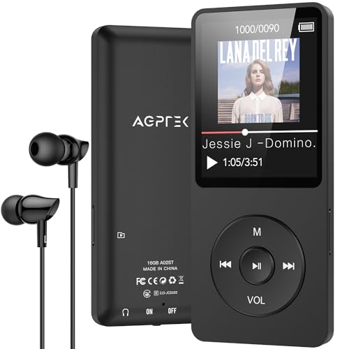 AGPTEK MP3プレーヤー MP3プレーヤー Bluetooth5.3 AGPTEK ウォークマン HIFI 内蔵16GB SDカード対応 40時間長再生時間 軽量 コンパクト FMラジオ ダイレクト録音対応 操作簡単 小型 通勤/ランニング/ヨガ/言語学習などに適用 イヤホン付き ギフト プレゼント A02ST