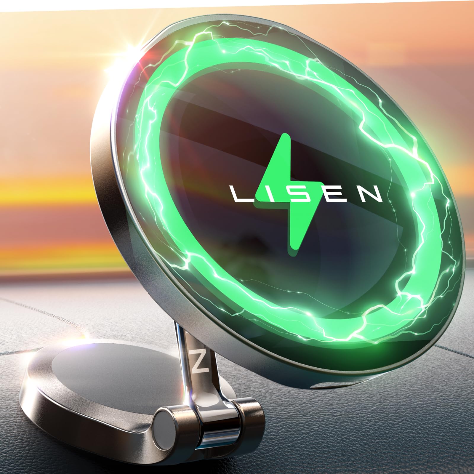 LISEN Magsafe 車載ホルダー [15W PROチャージング］スマホホルダー 車 マグネット ワイヤレス車載充電器 急速充電 スマホスタンド iPhone 15 x 14 13 12Pro Plus Maxに適合のサムネイル