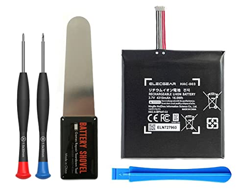 ElecGear 交換用HAC-003バッテリーパック、1個Switchと有機ELモデル本体対応(HAC-001とHEG-001)の充電式内蔵リチウムイオン電池、スイッチ用の交換用バッテリーとDIY修理ツールキット