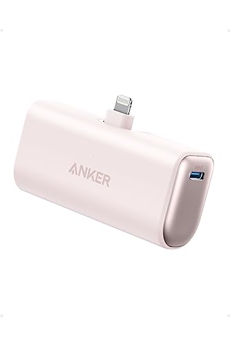 Anker モバイルバッテリー Anker Nano Power Bank (12W, Built-In Lightning Connector) (モバイルバッテリー 5000mAh 小型コンパクト)【MFi認証済/PowerIQ搭載/ライトニング端子一体型】 iPhone 14 / 13 / 12 シリーズ (ピンク)
