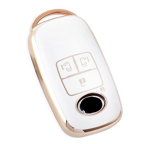 【送料無料】キーケース適合トヨタ ライズ ダイハツ ロッキー 新型タフト キー カバー ルーミー スマートキーケース (両側スライドドア, ホワイト)