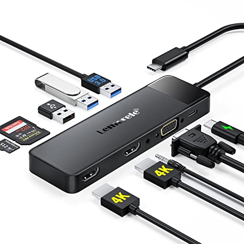 商品情報商品の説明主な仕様 【10-in-1 USB Type Cハブ】USB 3.0ポート(5Gbps)+USB 2.0ポート＊2、HDMIポート*2(4K@60Hz)、VGAポート(1080P)、Type C PD 100W 給電、3.5mmオーディオ、Micro SD/ TFスロット日常必要されるポートをすべて備えています。高品質なプラスチック素材を採用して、耐振動・耐衝撃性にも優れています。br【デュアルHDMI 4K&VGAポート3画面】HDMIのみ出力：4K@30Hz；VGAのみ出力：1920x1080；HDMIとVGA同時に出力:1080P。パソコン/スマホをテレビ、モニター、プロジェクターにミラーまたは拡張（Windowsシステムのみ）表示することができます。大画面ながら高精細な画像とクリアなサウンドをお楽しみます。【VGA出力端子】も付いてるので、古いプロジェクターなどのモニターにも接続可能です。家庭用としてあらかじめ段取りしておいて、いつも使っているノートPCに接続すれば、一瞬で自宅用としてPCを扱える環境が整います。br【3.5mmオーディオポート・TF/SDカードリーダー】オーディオジャックの搭載で、音楽にも妥協無し。イヤホンやスピーカに接続し、音声の出力をサポートします。イヤホン・スピーカなどを繋ぐだけで、クリアな高音質を楽しめます。USB-C 直接にSD/TFを同時に使用して、デジカメラなどで撮影した写真や映像を取り込むことができます。カメラに美しい瞬間の写真やVlogoを記録し、メモリーカードのビデオからデータをカードスロットから読み取ります。カードスロットはコンピューターにすばやくアップロードでき、この素晴らしさと喜びを最初は家族や友人とシェアします。br【USB3.0+USB2.0*2】ハブ 専用の二つ USB2.0ポートは、同時にマウスやキーボードなどの周辺機器を接続し使用できて、USB3.0ポート最大の転送速度は5Gbp/sに達成。マウスとキーボードを接続しながら、USB-Aポートを介してデータを転送したり、携帯電話を充電したりすることもできます。豊富なポートにより、さまざまなシナリオに簡単に対応でき、仕事と勉強の効率が大幅に向上します。br【幅広い互換性】USB-Cポートを搭載したのすべての新しいMacBook / MacBook Proと高い互換性がある。MacBook Pro:2016/2017/2018/2019/2020 & Macbook Air:2018/2019/2020 などに対応しています。およびその他多くのUSB-Cデバイスと互換性があります。例えば、マウス、キーボード、外付けDVD、HDD等多くのUSB周辺機器と接続可能です。