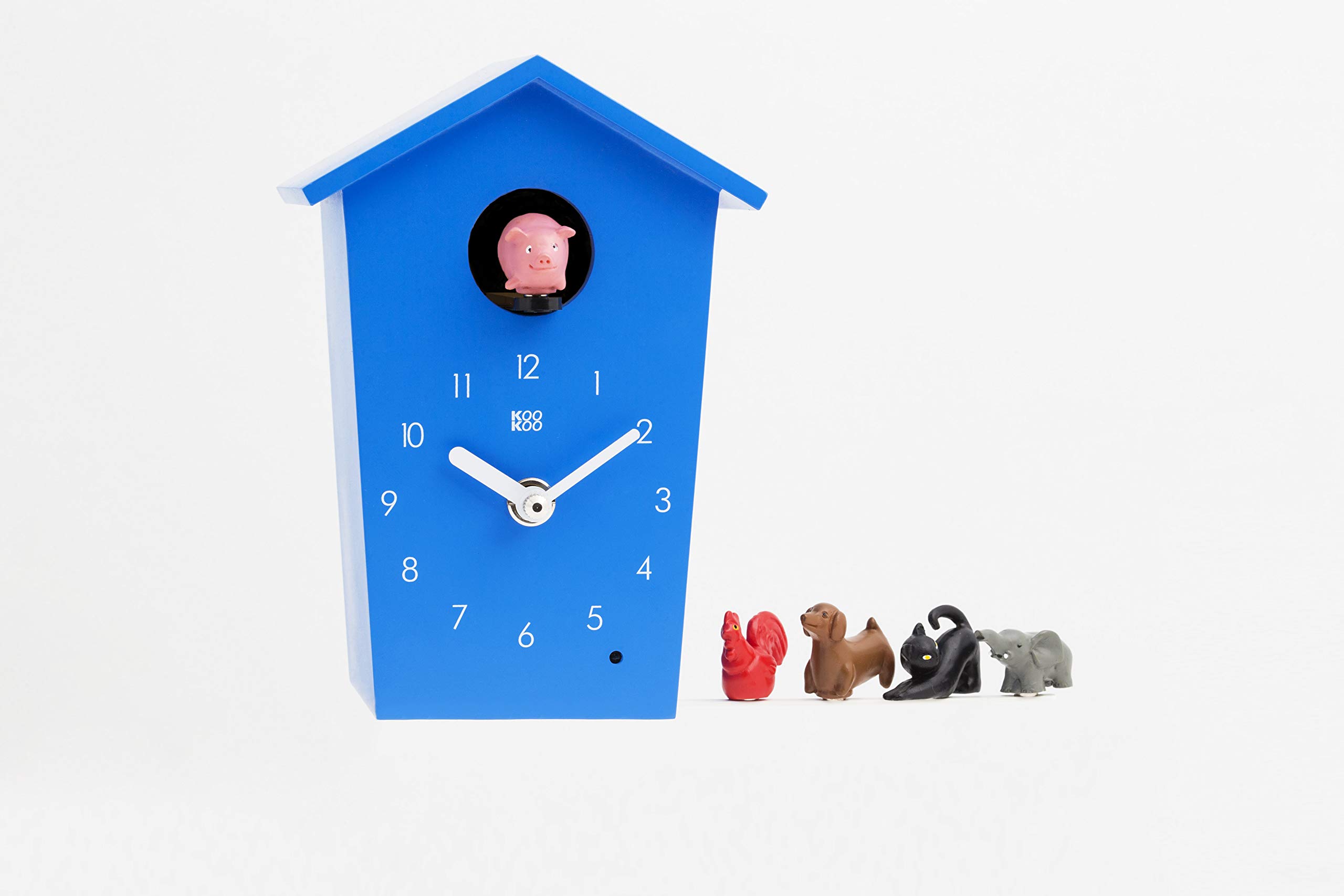 KOOKOO クークー アニマルハウス 青色 小さな鳩時計 モダンなデザイン かわいい壁掛け時計 お歳暮 子供へのプレゼント ギフト 置き時計 鳩時計 カッコー時計 癒される音