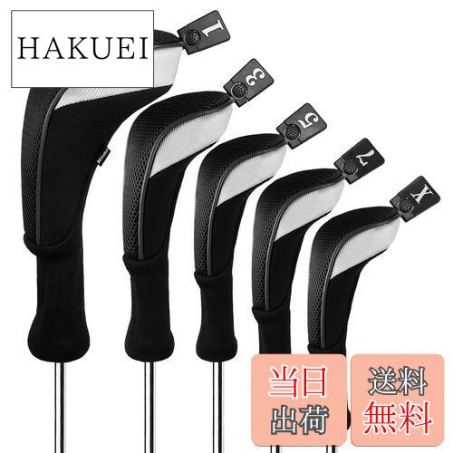 【送料無料】Andux ゴルフ ウッドドライバー ヘッドカバーロングネック 5個セット 460cc対応 MT/MG34 (ブラック)