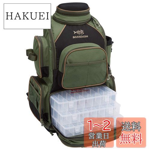 BASSDASH 釣りタックルバックパック 防水 軽量 タクティカルバッグ ソフトタックルボックス ロッドホルダーと保護レインカバー付き