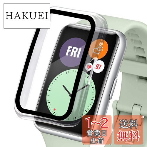 Miimall【一体型ケース】Huawei Watch Fit TIA-B09/TIA-B19 ケース PC+PET材質 ファーウェイウォッチ Fit フイルム 全面保護ケース カバー スクラッチ防止 高透過率 防爆裂 擦り傷防止Huawei Watch Fit 専用 ケース (クリア)