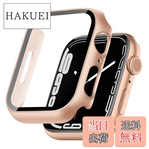 【送料無料】TEMEDO 対応 Apple Watch ケース 49mm 45mm 44mm 41mm 40mm アップルウォッチ カバー PC素材 Apple Watch カバー 全面保護 二重構造 アップルウォッチ ケース ガラスフィルム 一体型 Apple Watch 9/8/7 アップルウォッチ9/8/7 対応(45mm,ローズゴールド)