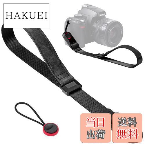 【送料無料】[Yullmu] 新型3層構造 リストストラップ カメラ ハンドストラップ カメラストラップ アンカー設計 三角リング付き 一眼レフ用 黒