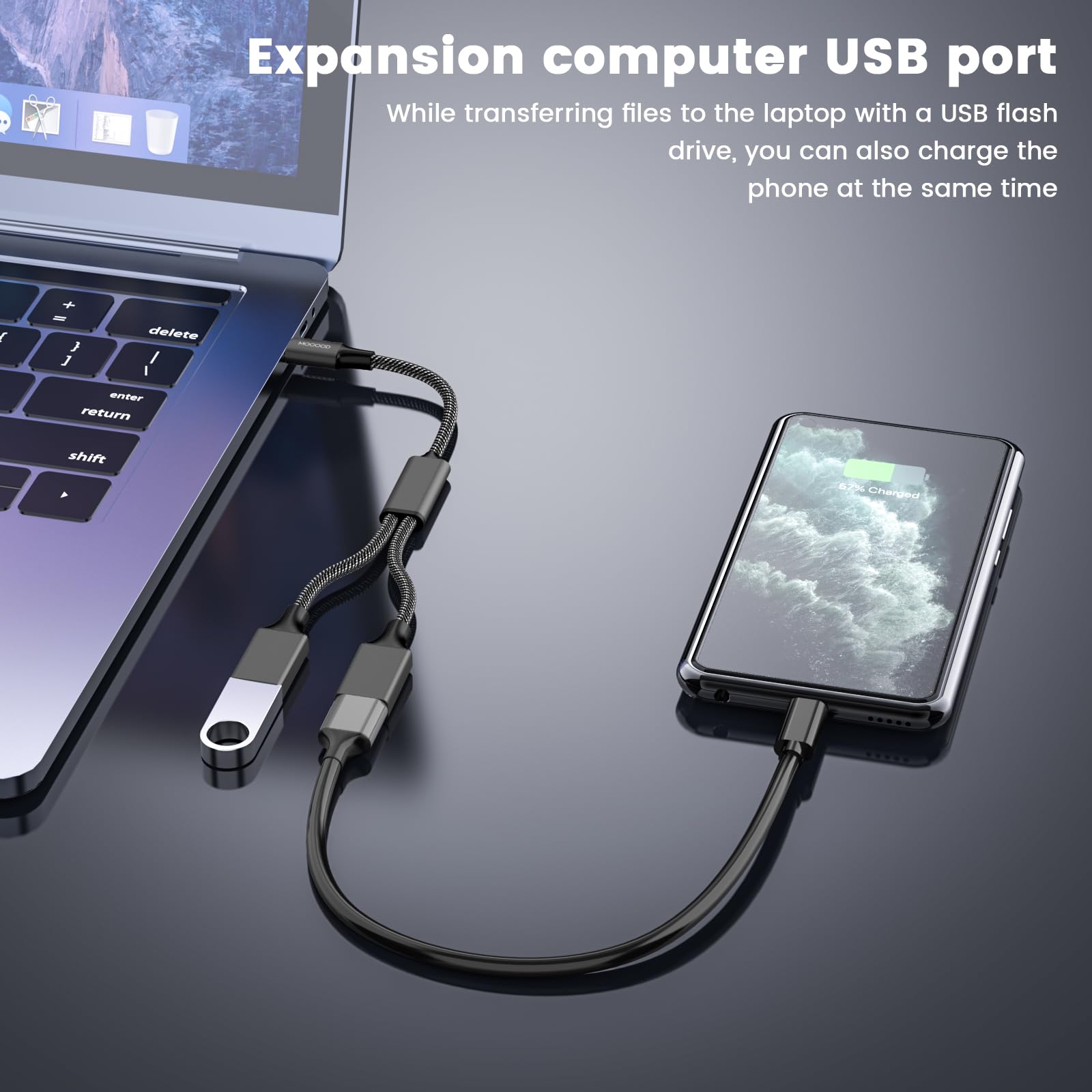 【送料無料】MOGOOD USB C 分岐器 USB CプラグからダブルUSBマザーケーブルアダプ...