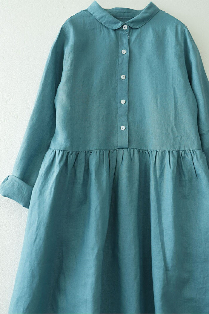 一部即納 シャツワンピース 綿麻ワンピース レディース 綿麻 シャツ ワンピース ロングワンピース 長袖 シンプル シャツワンピ 体型カバー ロング丈 ゆるシルエット 無地 きれいめ アウター 春 夏 秋 カジュアル ナチュラル 柔らかい プレゼント 30代 40代 50代