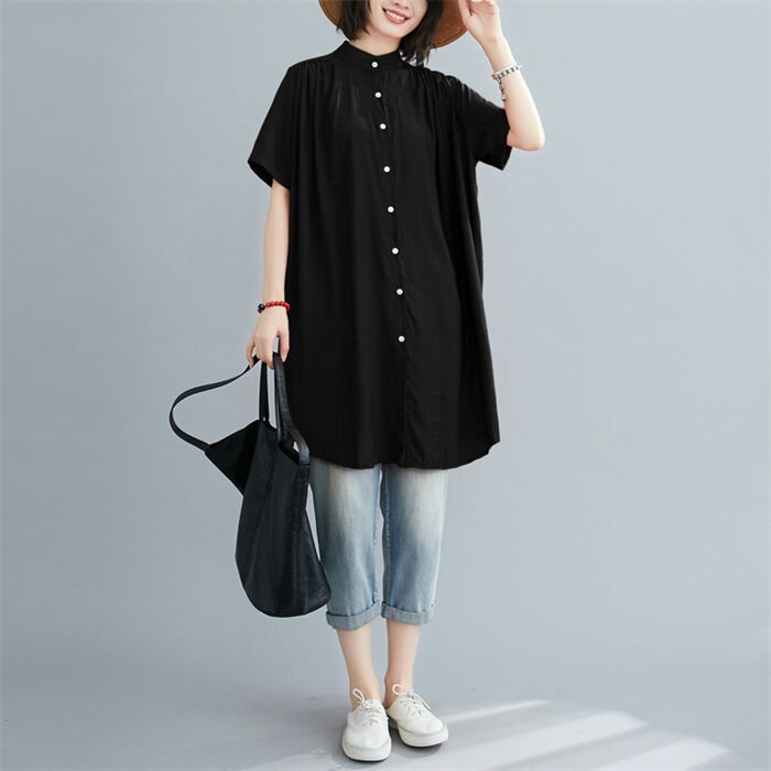 シャツ ブラウス シャツブラウス レディース 夏 半袖 無地 Tシャツ チュニック 涼...