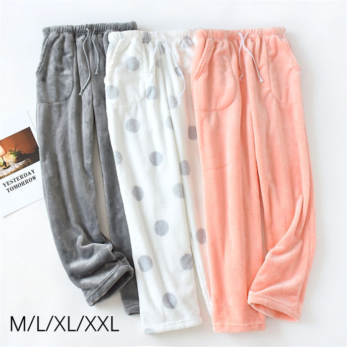 ルームパンツ パジャマパンツ ふわふわ 長パンツ レディース 秋 冬 もこもこ ボトムス パンツ パジャマ 裏起毛 水玉 ドット 防寒 ゆったり ウェストゴム ...