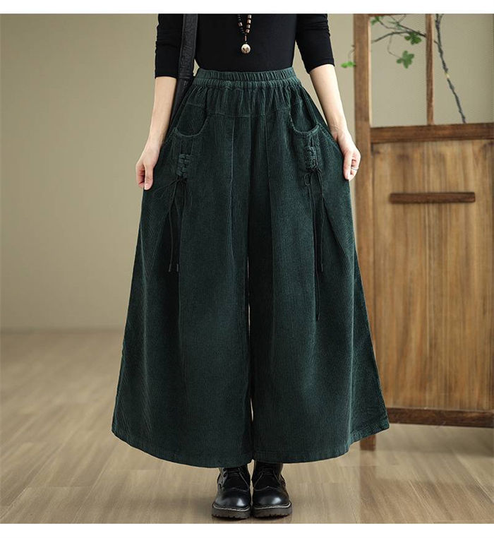 コーデュロイ ワイドパンツ パンツ レディース 秋 冬 ガウチョパンツ フレアパンツ...