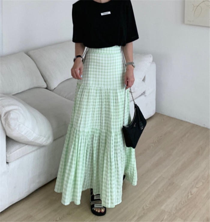 ティアードスカート フレアスカート aラインスカート レディース チェック ギンガムチェック 大人 ロングスカート マキシスカート フレア スカート タイト ボトムス ティアード 夏 春 秋 カジュアル 体型カバー 着痩せ 美脚 通勤 着回し 総柄 黒 白 緑 送料無料