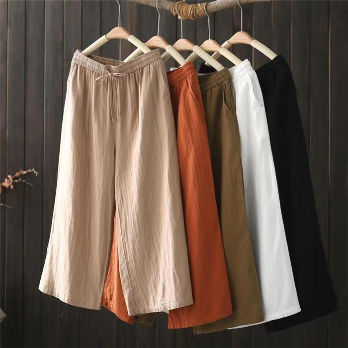 パンツ ガーゼパンツ レディース 夏 ワイドパンツ 綿100％ ダブルガーゼ パンツ 2重ガーゼ 無地 春夏 涼しい 大きいサイズ リラックスパンツ ボトムス イージーパンツ ロング ストレートパンツ シンプル 体型カバー 上品 美脚 通勤 オフィス カジュアル ナチュラル 黒 白 3