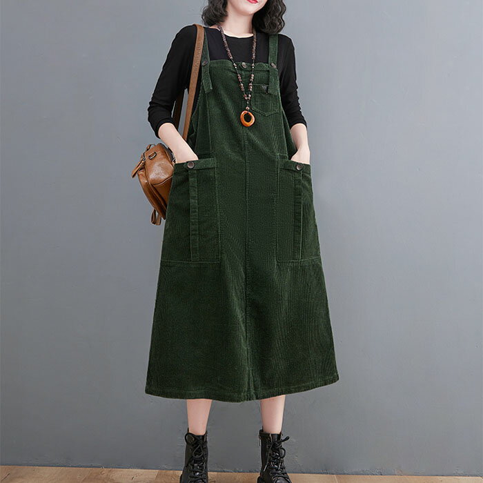 コーデュロイ ジャンパースカート 秋 冬 春 ワンピース 秋冬 きれいめ ノースリーブ レディース ポケット付き サロペットスカート 大人 大きいサイズ ジャンスカ オールインワン 通勤 オフィス 重ね着 おしゃれ レイヤード 上品 春秋 50代 30代 40代 新作 送料無料