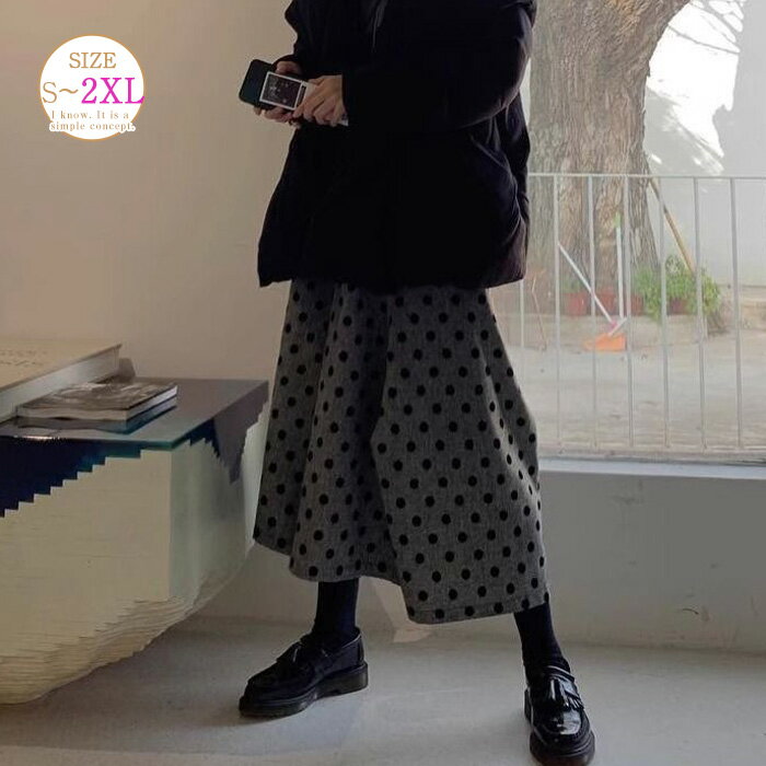 乐天商城 - ガウチョパンツ ワイドパンツ レディース 秋冬 きれいめ 7分丈 フレア ミモレ丈 ハイウエスト ガウチョ 大きいサイズ ボトムズ 大人 オフィス 美脚 通勤 黒 ドット柄 ゆったり フレア おしゃれ カジュアル 体型カバー 大人 イージーパンツ 着心地 暖か リラックス