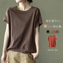 tシャツ ブラウス レディース シャツブラウス 春夏秋 コットン 半袖 半袖Tシャツ 無地Tシャツ トップス 綿 春 夏 秋 カジュアル 無地 ナチュラル クルーネック ゆったり 清楚 森ガール 通勤 通学 日常 ディリー 着回し 着痩せ 着心地 おうち時間 お出かけ 外出 普段着(4)