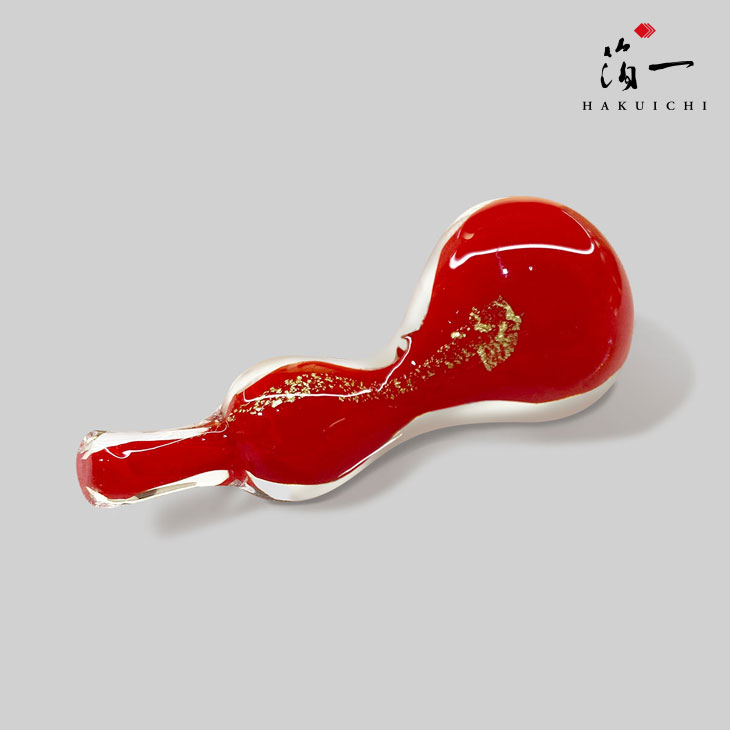 季節の箸置き　瓢箪(赤)｜金沢金箔の箔一（はくいち）｜ガラス 手作り 金箔 ギフト おしゃれ おすすめ 結婚祝い 誕生日 縁起 引き出物 両親 夫婦 家族 男性 女性 高級 友人 お祝い 日本製 職人 モダン 和 コーディネート 和食器 母の日 敬老の日 記念品 紅白 ひょうたん