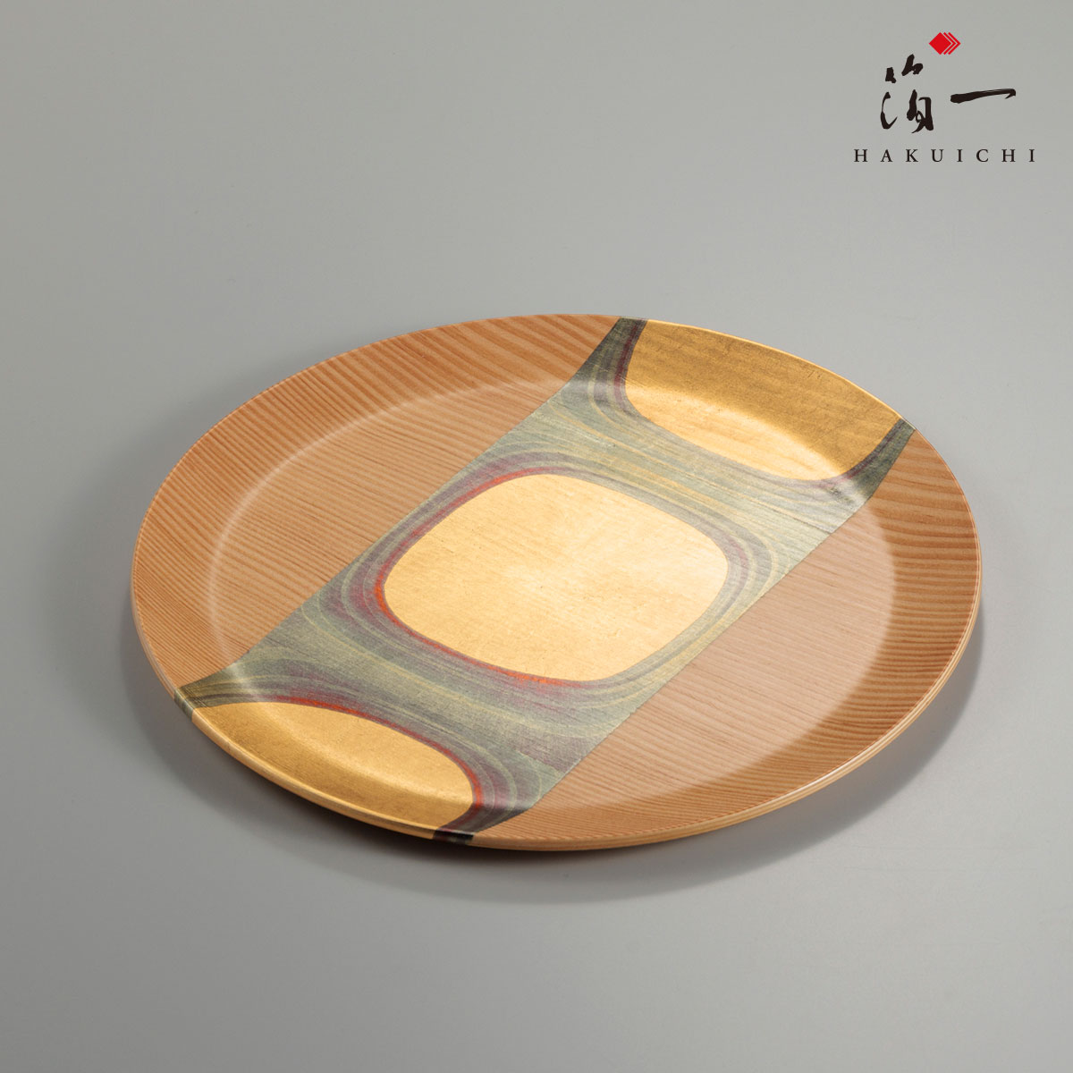 Rakuten - 古代箔　木製 ラウンドプレート (S)｜金沢金箔の箔一（はくいち）｜ 皿 お皿 プレート おしゃれ 北欧 丸皿 大皿 中皿 丸 24cm ギフト プレゼント 木の器 器 食器 内祝い お祝い 誕生日 結婚祝い 新築祝い 引越し祝い 定年 退職 男性 女性 夫婦 お歳暮