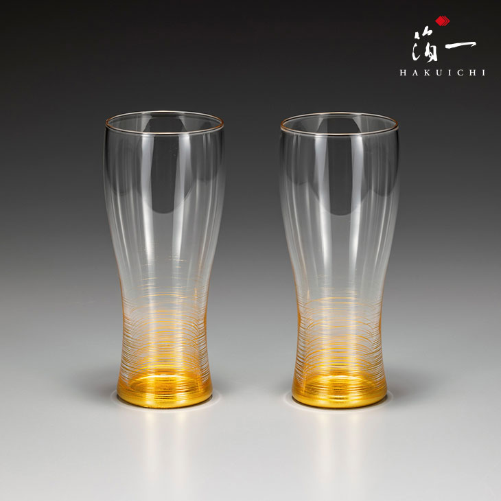 【★BF期間中P5倍★】千筋 ビアグラス <2個>|金沢金箔の箔一(はくいち) おしゃれ ゴールド プレゼント ビールグラス メンズ 男性 グラス ギフト ビー...