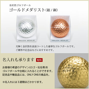 【記念品や賞品に】ゴルフボールメダリスト（銀/銅）｜金沢金箔の箔一｜父の日　ギフト　プレゼント　メンズ｜