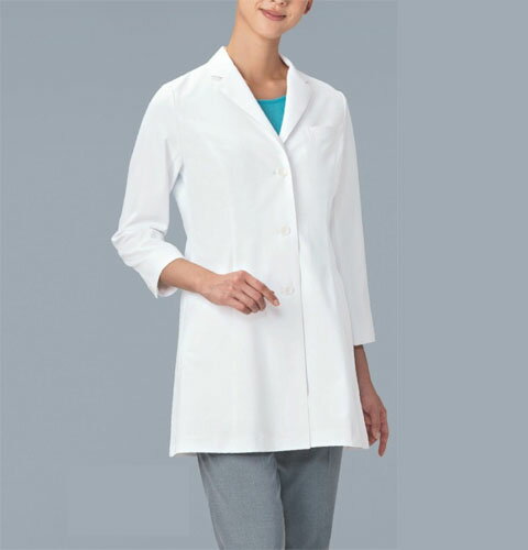 KZN127 カゼン 診察衣 シングルボタン 女性用 ショート丈 長袖 タブレットポケット 制菌加工 工業洗濯可 透け防止 吸汗 制電 ストレッチ KAZEN ...