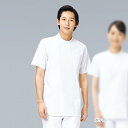 REP100 カゼン ナースウェア ケーシー ジャケット 男性用 抗ウイルス加工 半袖 制菌加工 抗菌防臭 吸汗 ストレッチ PHSポケット 左胸ポケット 両腰...