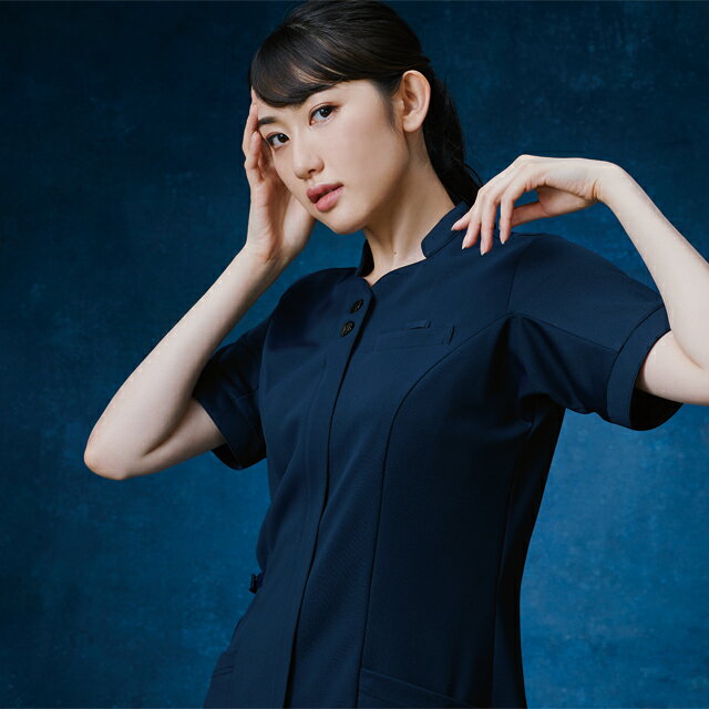 993 カゼン ナースウェア ジャケット 女性用 半袖 スマホ用ポケット ループ付き 工...