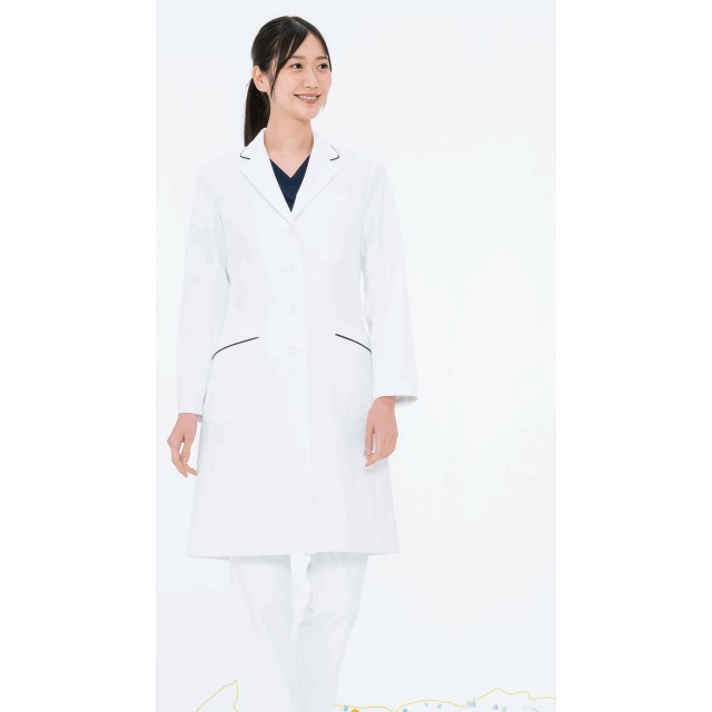 FT4550 ナガイレーベン 診察衣 シングルボタン 女性用 ストレッチ 高級感 制菌加工 制電 吸水 防汚 透け防効果 ポケット付き NAGAILEBEN 医療用 看護師 医師 女医 ドクター レディース レディス ドクターコート おしゃれ 白衣 ホワイト ネイビー 白 紺
