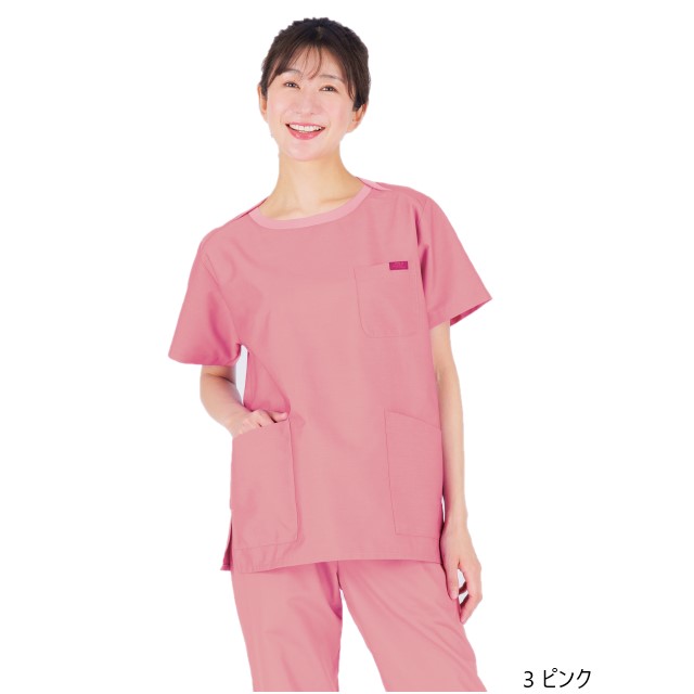 7097SC フォーク パントン Tシャツ ライク スクラブ 男女兼用 PANTONE クルーネック 襟元 リブ カジュアル 綿混 FOLK 医療用 医師 看護師 歯科医院 介護施設 整骨院 動物病院 リハビリ 理学療法士 ジャケット 白衣 7097SC-3 7097SC-7 7097SC-16 7097SC-17 7097SC-20