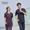 MPA3942 マッキントッシュフィロソフィー 男女兼用スクラブ 前開き MACKINTOSH PHILOSOPHY ユニセックススクラブ 白衣 半袖 看護師 メディカルジャケット 制菌加工 制電 ストレッチ 通気性 しわになりにくい 吸水 防汚