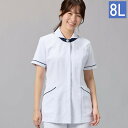 BR1124 オンワード ナースウェア ジャケット 女性用 半袖 大きいサイズ オンワード白衣 制菌加工 静電気帯電防止 ストレッチ 透け防止 防汚 吸水 速乾 形態安定 二重ポケット ループ付き ONWARD ラフィーリア Raffiria 医療用 看護師 レディース レディス 上衣