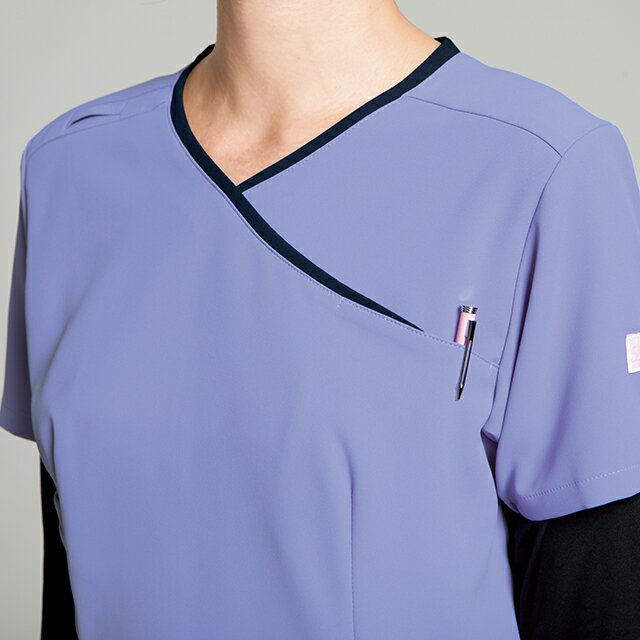 HI703 フォーク ワコール ナースウェア スクラブ 女性用 透け防止 防汚 制電 吸汗 FOLK wacoal HIコレクション 医療用 看護師 歯科衛生士 エステ レディース レディス 上衣 チュニック ジャケット 白衣 おしゃれ 可愛い 大きいサイズ