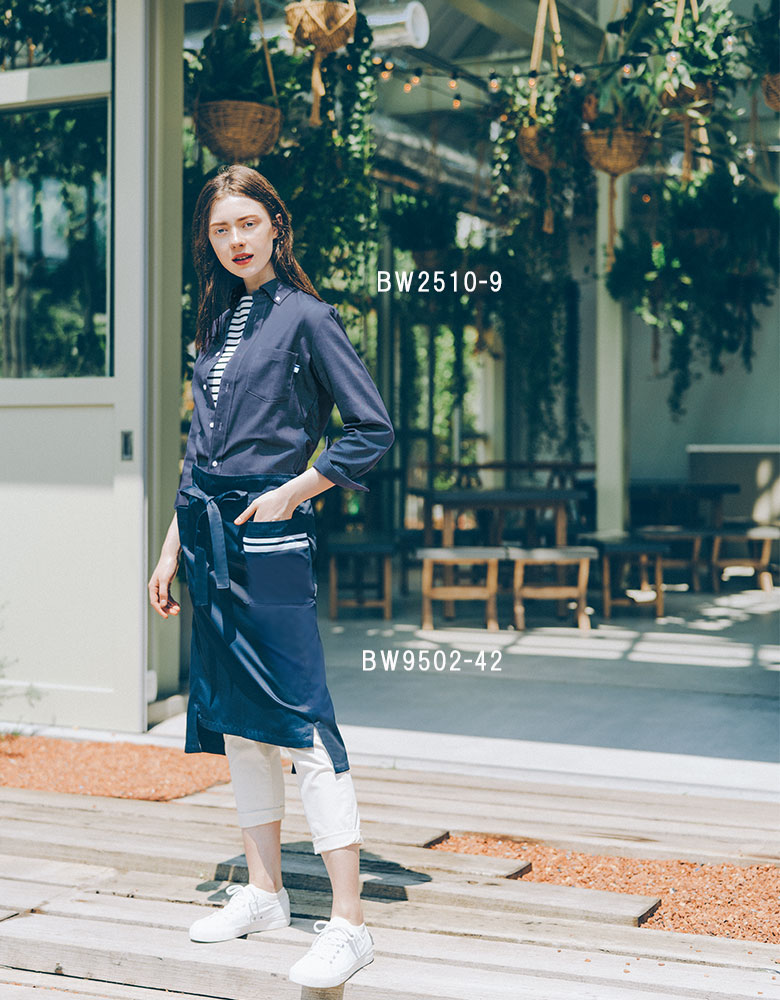 樂天商城 - BW2510-9 BLANCE デニムシャツ長袖 （男女兼用) 刺繍名前入れ可能