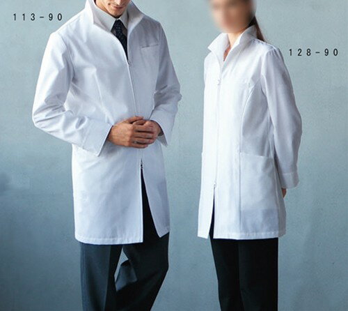 診察衣 白衣 男性 カゼン (KAZEN) 113-90 メンズハーフコートサイズ：S〜4L