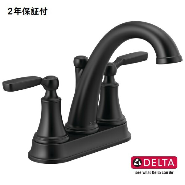 取寄せ DELTA デルタ ウッドハースト 洗面用水栓 混合 節水 2ハンドル 3穴用 マットブラック 2532LF-BL..