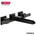 取寄せ商品 DELTA デルタ アラ ウォールマウント 壁付け 壁出し 洗面用水栓 混合 節水 2ハンドル 3穴用 マットブラック T3568LF-BLWL(R...