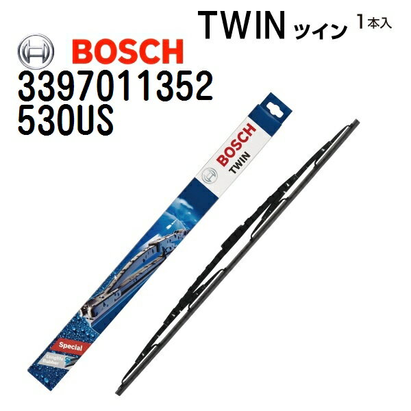 ワイパー&nbsp;&gt;&nbsp;輸入車用ワイパー&nbsp;&gt;&nbsp;BOSCH&nbsp;&gt;&nbsp;ツインワイパーブレード 商品一覧表送料の兼ね合いにより北海道・沖縄・離島からの注文はキャンセルさせていただきます。ご迷惑をおかけしますが、なにとぞご了承お願いいたします。(注意)ワイパーアームを立てた状態では、アームよりワイパーブレードが外れやすくなります。脱落にご注意ください。正規輸入車を対象としております。写真はイメージになります、新品商品をお送りします。BOSCH TWIN 【ツイン】ツイン（2層）構造ゴムの採用で、拭取り性能と密着性能をアップ。グラファイトコーティングラバー部分のグラファイトコーティングにより、ガラス面との摩擦係数をおさえ、不快なビビリ音を低減します。空力デザインアウトバーンで鍛えられた空力デザインにより、高速走行時や強風に対するワイパーの浮き上がりを防ぎます。「TWIN」2層構造ゴムの一体成型ガラスとの接地面には硬めの化学合成ゴムを使い水滴を確実に払拭、ベースには柔軟性のあるゴムが反転時の抵抗を抑えます。ワイパーは消耗品です安全な視界確保の為にも、ワイパーは1年に1回交換することを推奨いたします。　品番 530US の適合車種一覧 〔 フォルクスワーゲン ゴルフ4 を選択した一覧 〕アームタイプ=AはUフック車対応です車種型式年式アームタイプ1本入り品番車種専用備考リア運転席助手席アームタイプ品番備考■ フォルクスワーゲンゴルフIV [1J1] (ゴルフ4)1.8TGF-1JAUMGH-1JAUM00.09-02.05A530US480Uフック固定具 助手席側直線AH3411.6GF-1JAVU00.08-02.05A530US480Uフック固定具 助手席側直線AH3412.0GF-1JAZJGH-1JAZJ01.05-02.05A530US480Uフック固定具 助手席側直線AH3411.6GH-1JBFQ02.05-02.05A530US480Uフック固定具 助手席側直線AH341ゴルフIVワゴン (ゴルフ4)ワゴン1.6GF-1JAVU00.09-02.05A530US480U助手席側直線AH380長さ:380mmワゴン2.0GH-1JAZJ01.05-02.05A530US480U助手席側直線AH380長さ:380mmワゴン1.6GH-1JBFQ02.05-02.05A530US480U助手席側直線AH380長さ:380mmBOSCH 自動車用ワイパーブレードフォルクスワーゲン ゴルフIV[1J1](ゴルフ4) BOSCH(ボッシュ) 輸入車用ワイパーブレード TWIN ツインワイパーブレード 1本入 (品番 530US) 530mm 3397011352【お送りする商品】フロント用ワイパーブレード品番:3397011352 [530US] mm 1本入り簡易包装で発送します、ご了承ください。