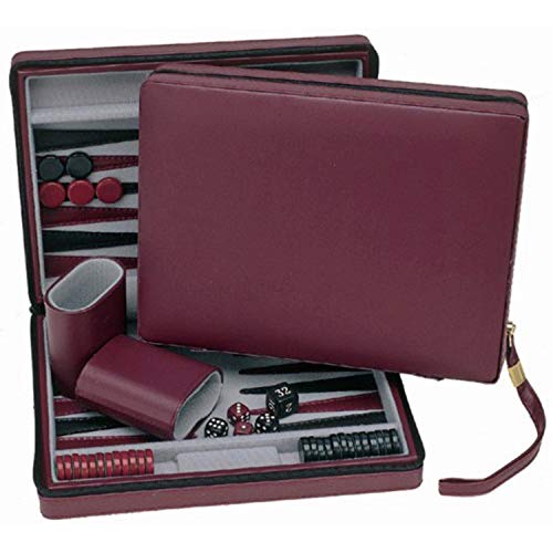 WE Games Burgundy Magnetic Backgammon Set with Carrying Strap - Travel Size