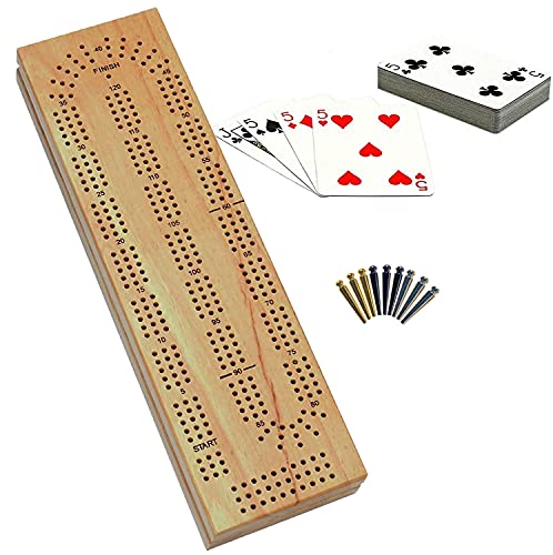 ウィゲーム WE Games Cabinet Cribbage Set Solid Wood Continuous 3 Track Board with Easy Grip Pegs, Cards and Storage Area 315103 並行輸入品